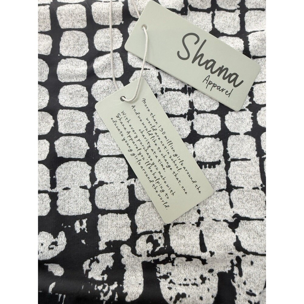 Shana Womens Large Tunic Top Black White Leaf Print Hi-Low Art to Wear NWT - Picture 13 of 14